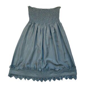 BCBG Maxazria MEDIUM Strapless Sea Green/Turquoise Shirred Bodice Silk Dress